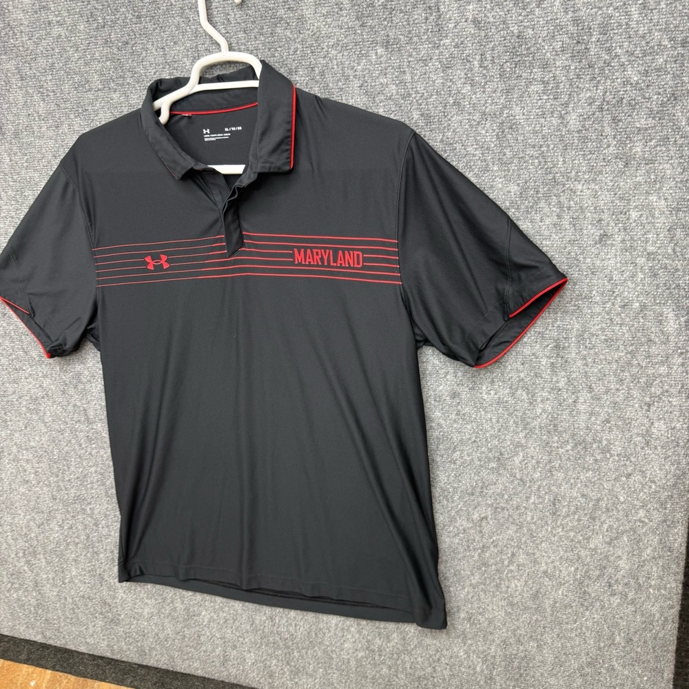 Under Armour Polo Black Maryland Men's loose  size XL red trim - Picture 5 of 10